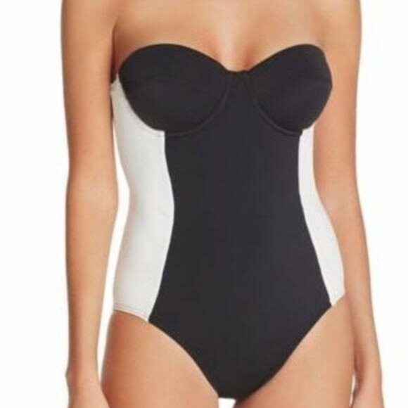 ECHO Colorblocked Bandeau One Piece Swimsuit with Removable Straps - Picture 4 of 6